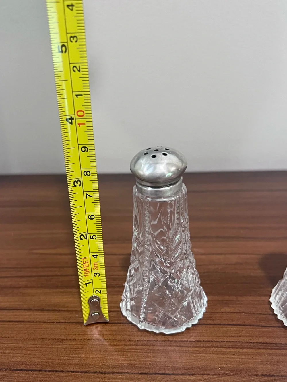 Vintage Sterling Silver & Cut Glass Salt & Pepper Shakers Set – Art Deco Style